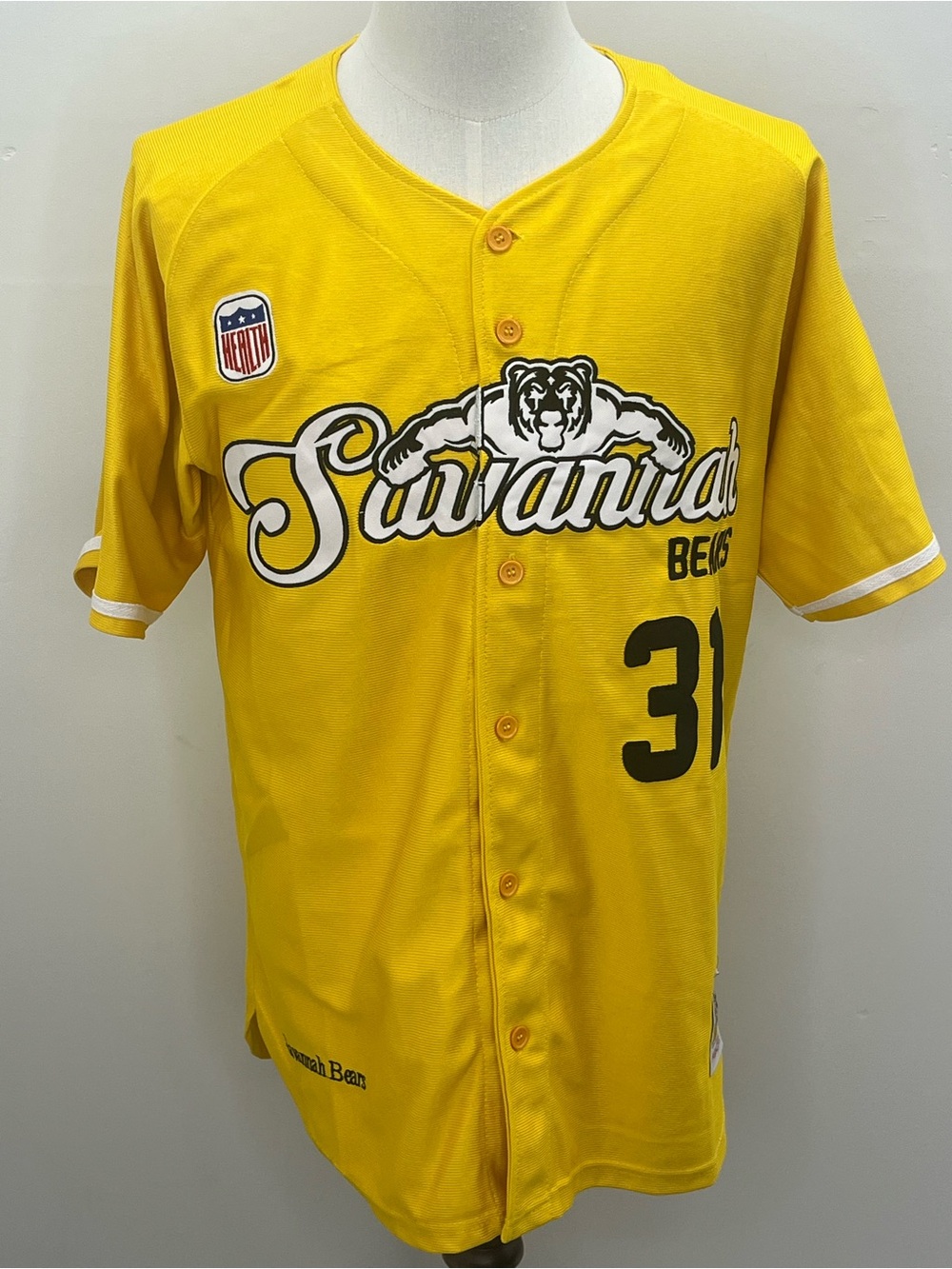Headgear Classics Men’s Yellow Savannah Bears Baseball Jersey #31 NWT